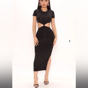 Fashion Nova Elegant Black Midi Dress